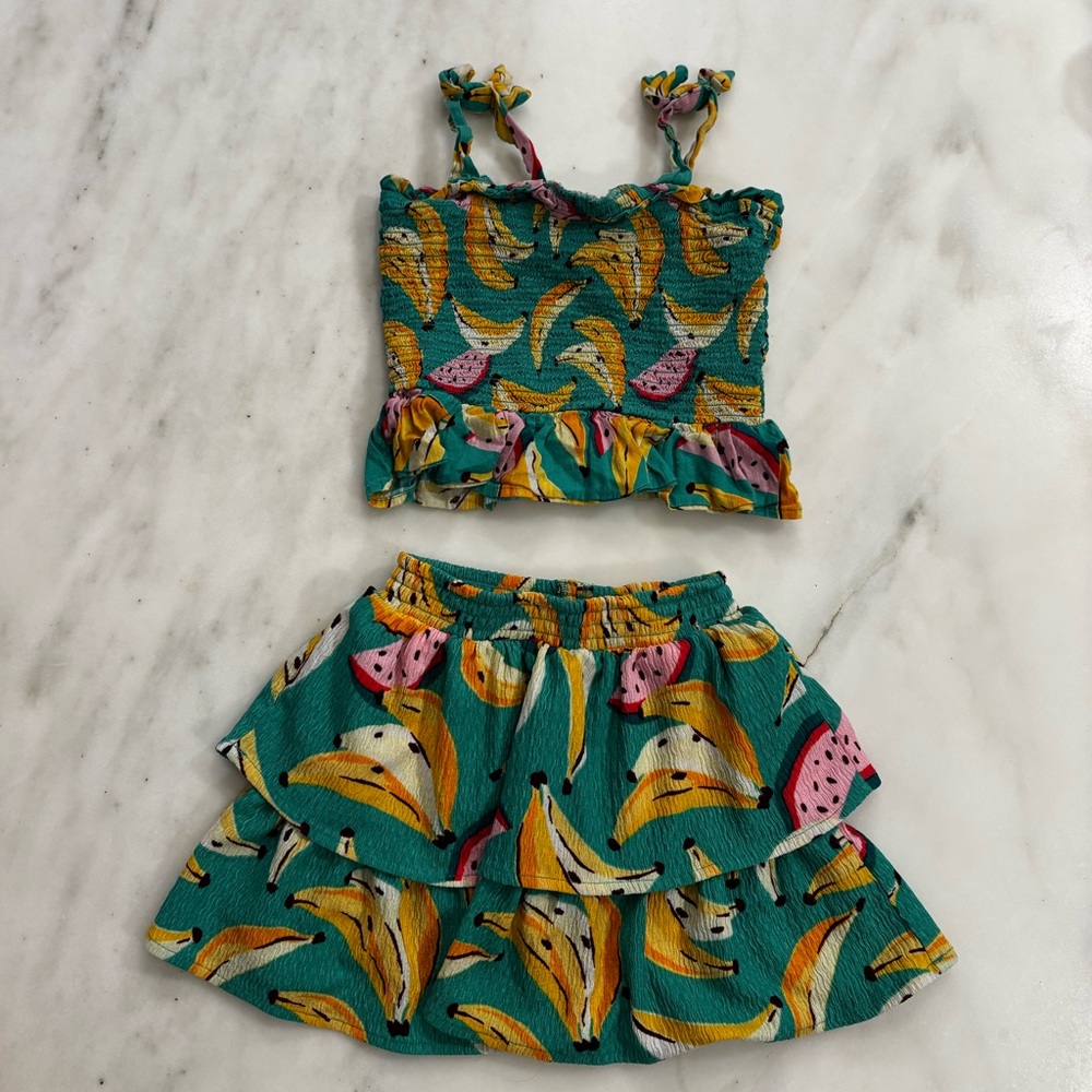 Old Navy Kids Tropical Fruit Print Skirt and top Set